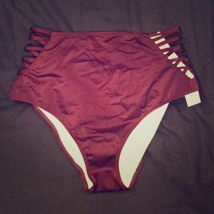 PINK high waisted bathing suit bottoms